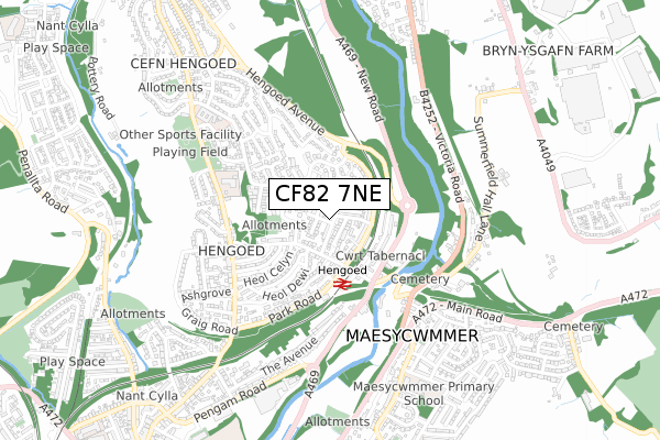 CF82 7NE map - small scale - OS Open Zoomstack (Ordnance Survey)