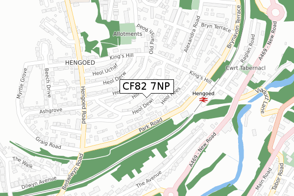 CF82 7NP map - large scale - OS Open Zoomstack (Ordnance Survey)