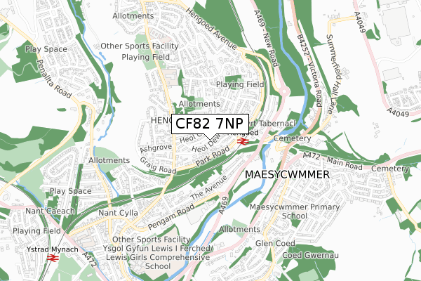 CF82 7NP map - small scale - OS Open Zoomstack (Ordnance Survey)