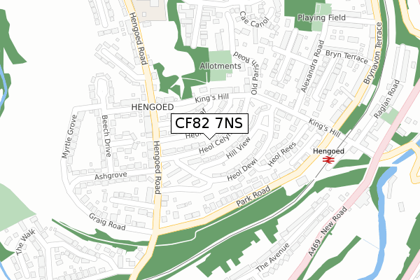 CF82 7NS map - large scale - OS Open Zoomstack (Ordnance Survey)