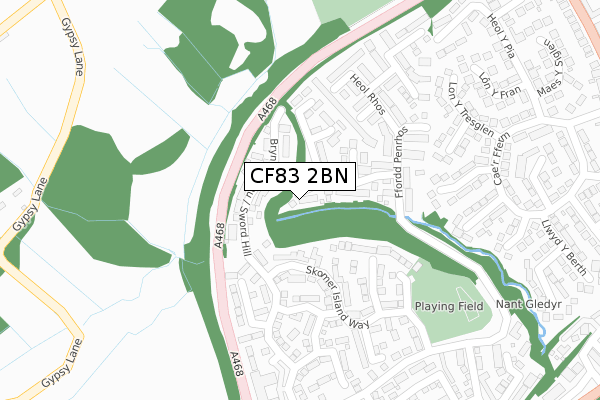 CF83 2BN map - large scale - OS Open Zoomstack (Ordnance Survey)