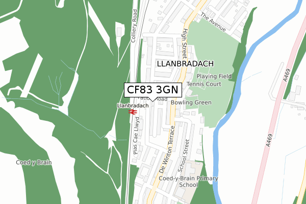 CF83 3GN map - large scale - OS Open Zoomstack (Ordnance Survey) CF83 3GN map - large scale - OS Open Zoomstack (Ordnance Survey)