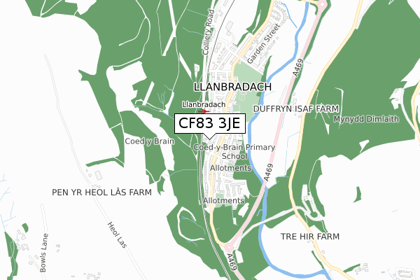 CF83 3JE map - small scale - OS Open Zoomstack (Ordnance Survey)