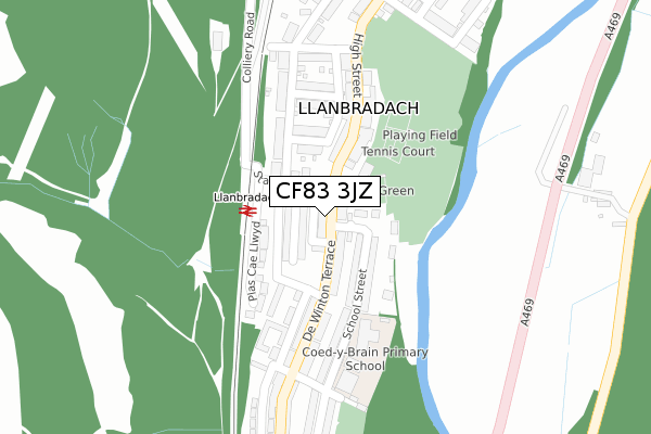 CF83 3JZ map - large scale - OS Open Zoomstack (Ordnance Survey)