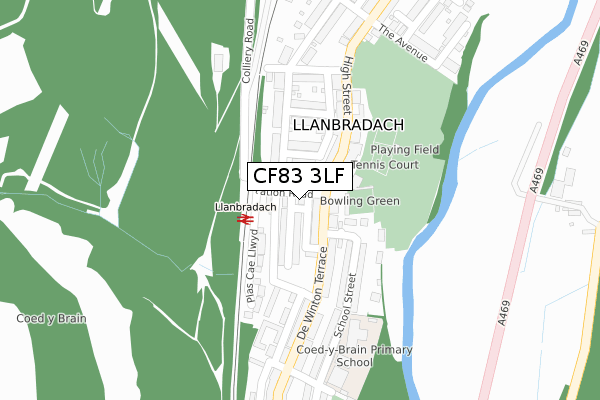 CF83 3LF map - large scale - OS Open Zoomstack (Ordnance Survey)