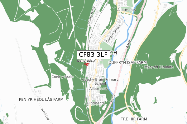 CF83 3LF map - small scale - OS Open Zoomstack (Ordnance Survey)