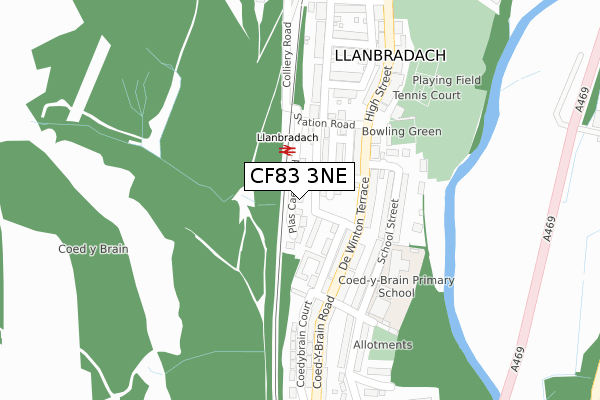 CF83 3NE map - large scale - OS Open Zoomstack (Ordnance Survey)