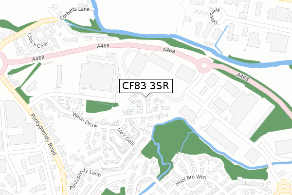 CF83 3SR map - large scale - OS Open Zoomstack (Ordnance Survey)