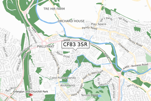 CF83 3SR map - small scale - OS Open Zoomstack (Ordnance Survey)