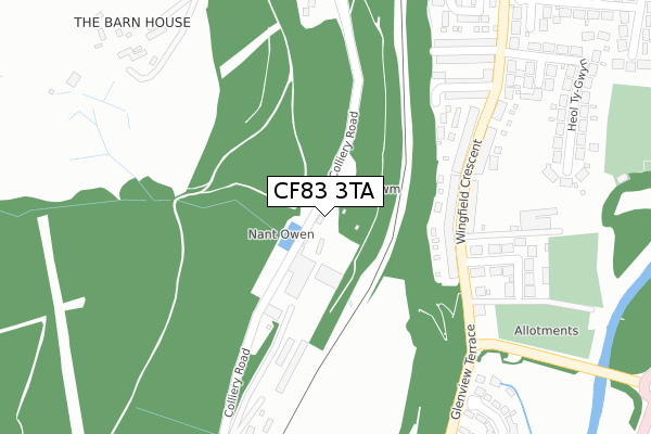 CF83 3TA map - large scale - OS Open Zoomstack (Ordnance Survey)