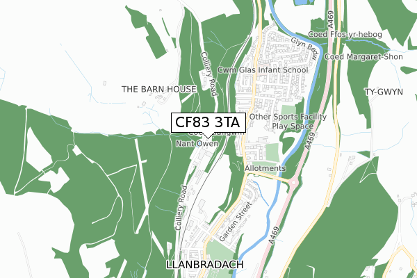 CF83 3TA map - small scale - OS Open Zoomstack (Ordnance Survey)