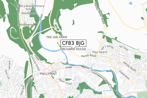 CF83 8JG map - small scale - OS Open Zoomstack (Ordnance Survey)