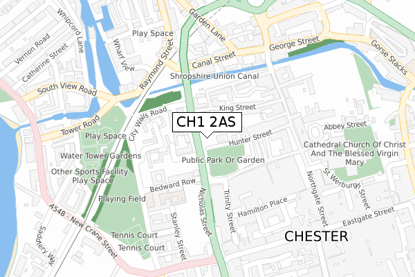 CH1 2AS map - large scale - OS Open Zoomstack (Ordnance Survey)