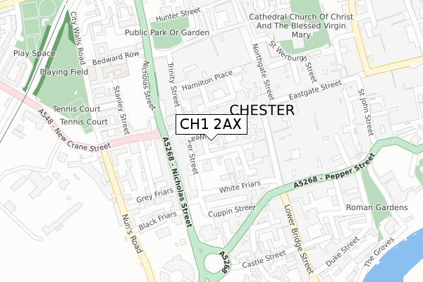 CH1 2AX map - large scale - OS Open Zoomstack (Ordnance Survey)