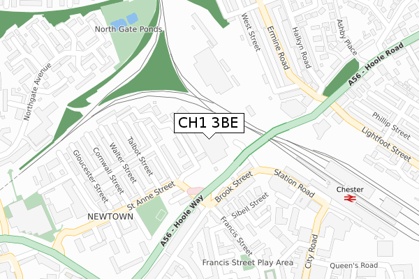 CH1 3BE map - large scale - OS Open Zoomstack (Ordnance Survey)
