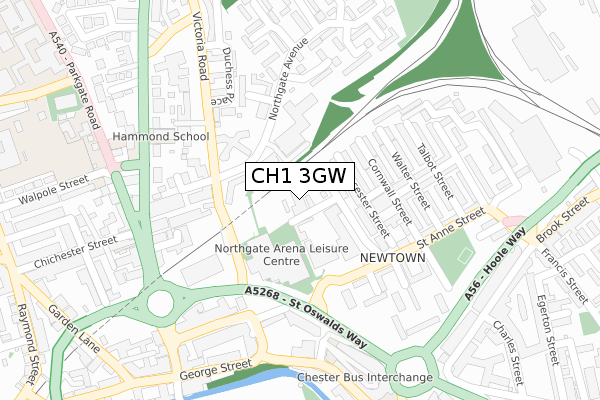 CH1 3GW map - large scale - OS Open Zoomstack (Ordnance Survey)