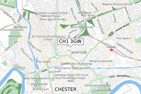 CH1 3GW map - small scale - OS Open Zoomstack (Ordnance Survey) CH1 3GW map - small scale - OS Open Zoomstack (Ordnance Survey)
