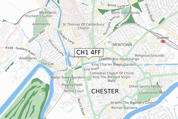 CH1 4FF map - small scale - OS Open Zoomstack (Ordnance Survey)