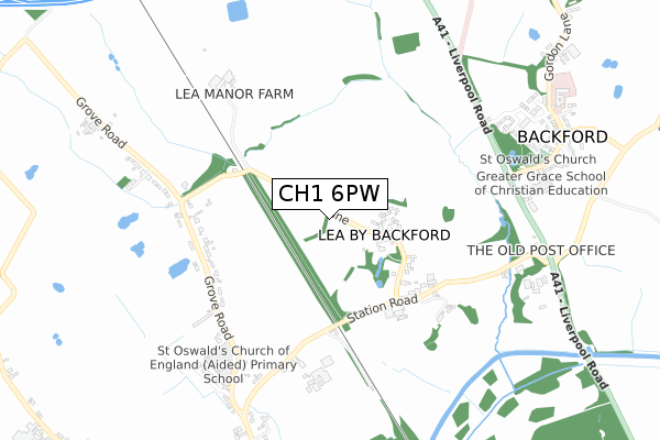 CH1 6PW map - small scale - OS Open Zoomstack (Ordnance Survey)