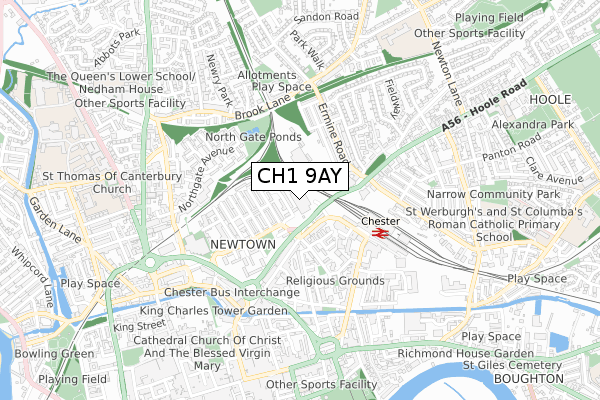 CH1 9AY map - small scale - OS Open Zoomstack (Ordnance Survey)