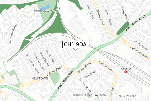 CH1 9DA map - large scale - OS Open Zoomstack (Ordnance Survey)