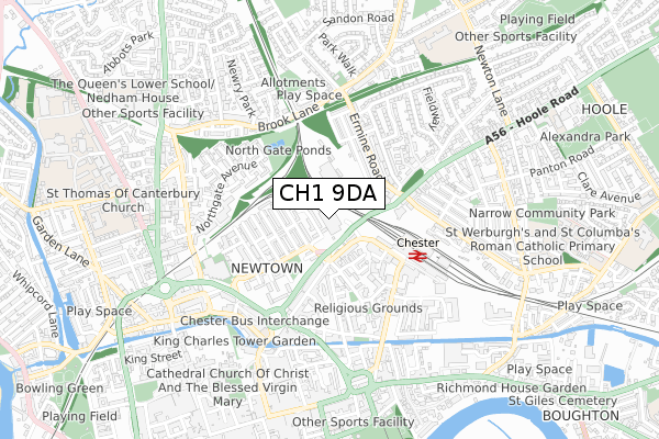 CH1 9DA map - small scale - OS Open Zoomstack (Ordnance Survey)