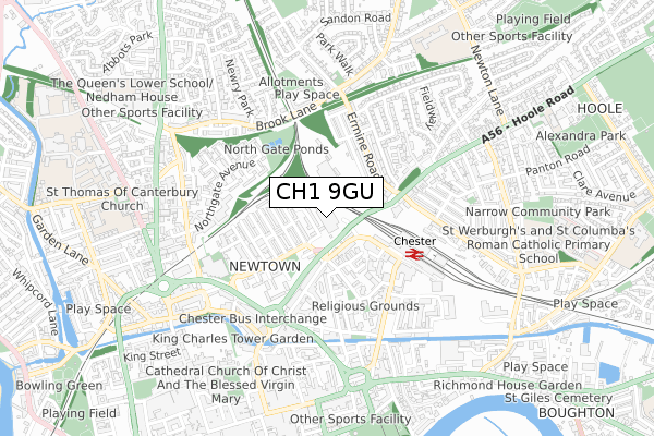 CH1 9GU map - small scale - OS Open Zoomstack (Ordnance Survey) CH1 9GU map - small scale - OS Open Zoomstack (Ordnance Survey)