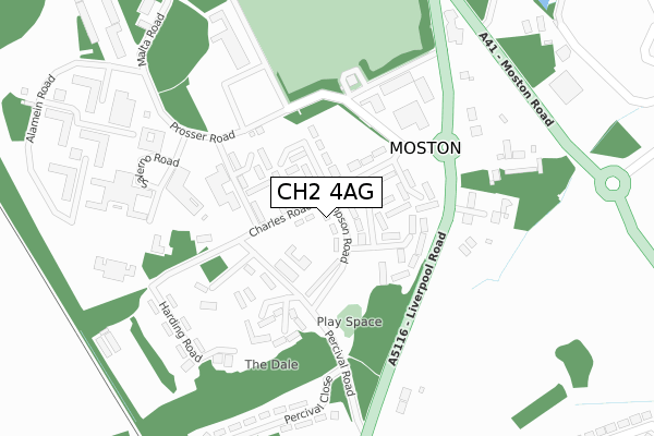 CH2 4AG map - large scale - OS Open Zoomstack (Ordnance Survey)