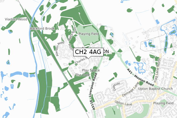 CH2 4AG map - small scale - OS Open Zoomstack (Ordnance Survey)