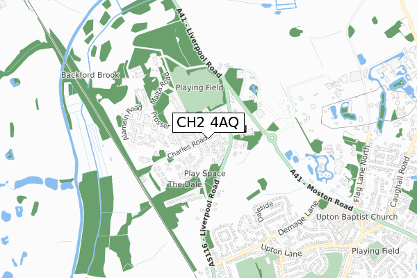 CH2 4AQ map - small scale - OS Open Zoomstack (Ordnance Survey)