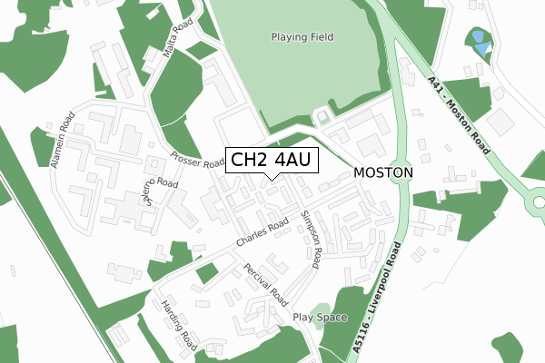 CH2 4AU map - large scale - OS Open Zoomstack (Ordnance Survey)