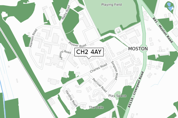 CH2 4AY map - large scale - OS Open Zoomstack (Ordnance Survey)