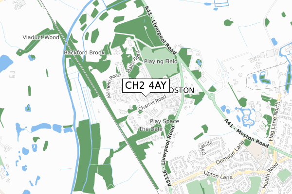 CH2 4AY map - small scale - OS Open Zoomstack (Ordnance Survey)