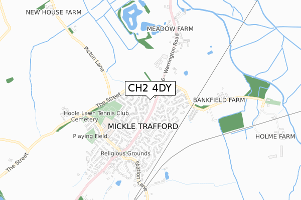 CH2 4DY map - small scale - OS Open Zoomstack (Ordnance Survey)