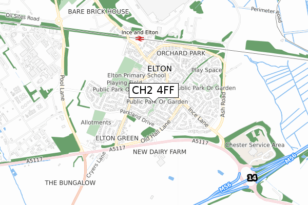 CH2 4FF map - small scale - OS Open Zoomstack (Ordnance Survey)