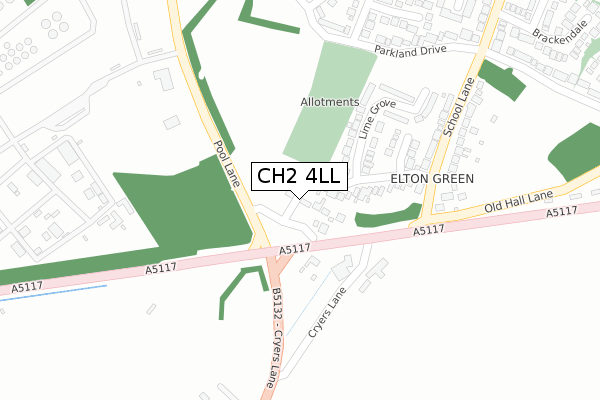 CH2 4LL map - large scale - OS Open Zoomstack (Ordnance Survey)