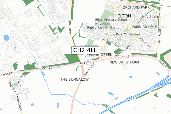 CH2 4LL map - small scale - OS Open Zoomstack (Ordnance Survey)