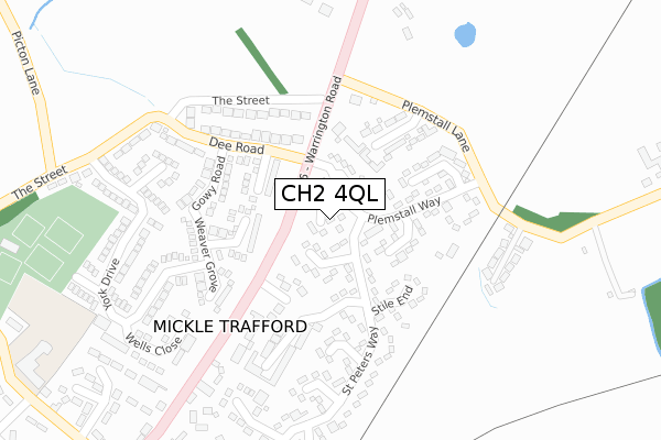 CH2 4QL map - large scale - OS Open Zoomstack (Ordnance Survey)