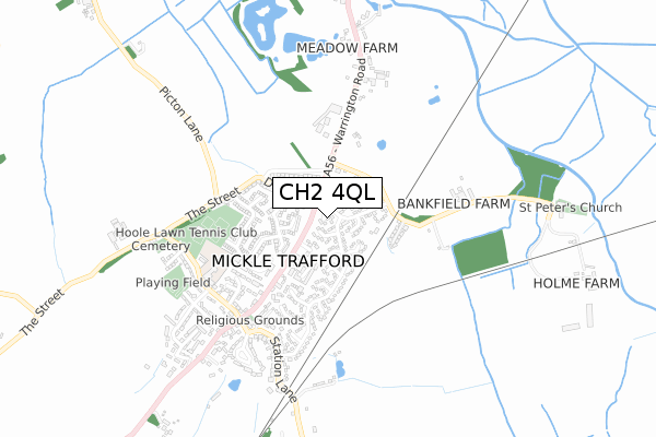 CH2 4QL map - small scale - OS Open Zoomstack (Ordnance Survey)