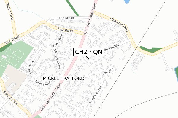 CH2 4QN map - large scale - OS Open Zoomstack (Ordnance Survey)