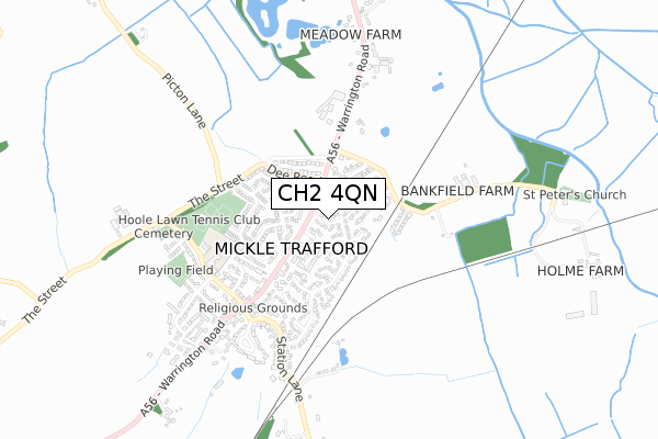 CH2 4QN map - small scale - OS Open Zoomstack (Ordnance Survey)