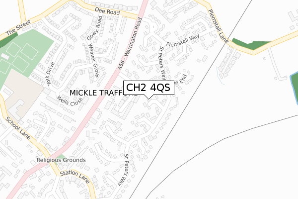 CH2 4QS map - large scale - OS Open Zoomstack (Ordnance Survey)