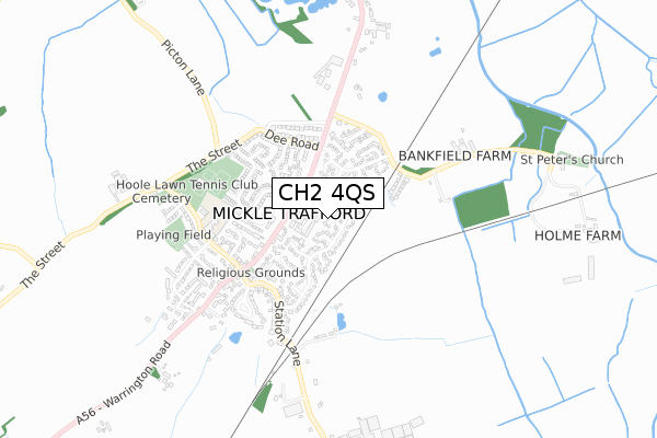 CH2 4QS map - small scale - OS Open Zoomstack (Ordnance Survey)