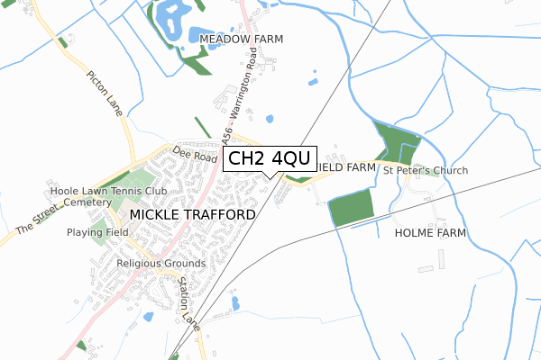 CH2 4QU map - small scale - OS Open Zoomstack (Ordnance Survey)