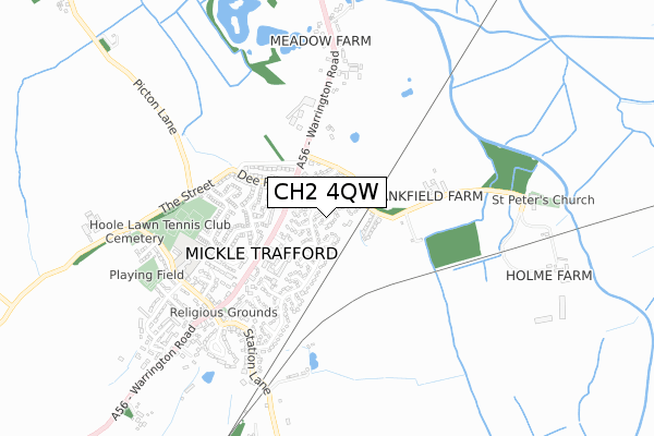 CH2 4QW map - small scale - OS Open Zoomstack (Ordnance Survey)