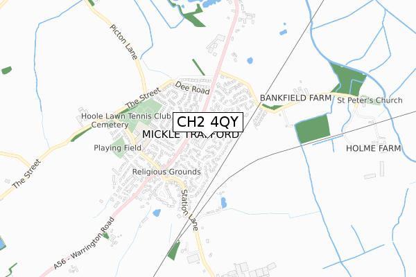 CH2 4QY map - small scale - OS Open Zoomstack (Ordnance Survey)