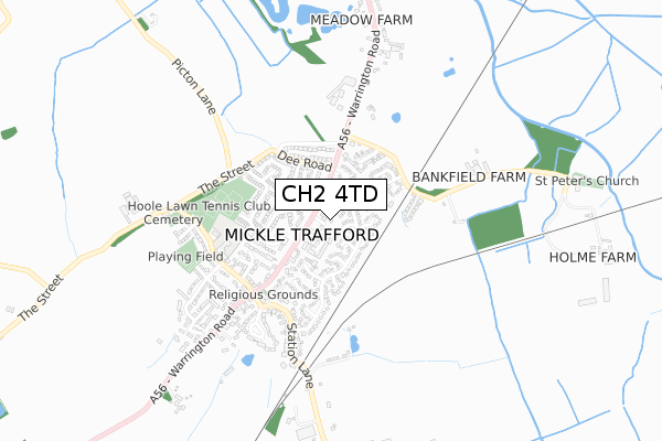 CH2 4TD map - small scale - OS Open Zoomstack (Ordnance Survey)