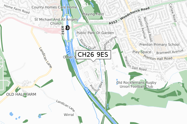 CH26 9ES map - small scale - OS Open Zoomstack (Ordnance Survey) CH26 9ES map - small scale - OS Open Zoomstack (Ordnance Survey)