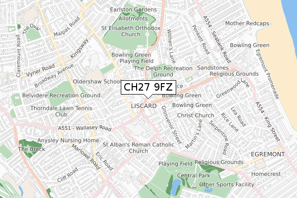 CH27 9FZ map - small scale - OS Open Zoomstack (Ordnance Survey) CH27 9FZ map - small scale - OS Open Zoomstack (Ordnance Survey)