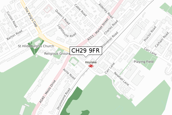 CH29 9FR map - large scale - OS Open Zoomstack (Ordnance Survey)